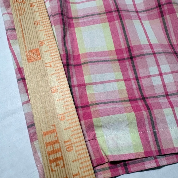 Talbots Vibrant Pink and Yellow Plaid Walking Shorts Pockets Side and Back. 10 - Picture 8 of 10